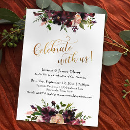 Invitación ¡Celebremos el oro con nosotros! Floral borgoñona 