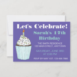 Invitación Celebremos el pastel de torta azul de la fiesta de