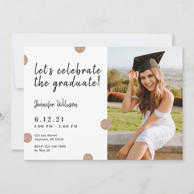 Invitación Celebremos el Purpurina Confetti de grado 2023 (Anverso)