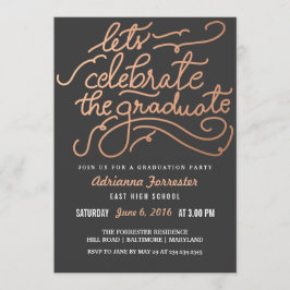Invitación Celebremos El Rosa De Graduado Gold Chevron