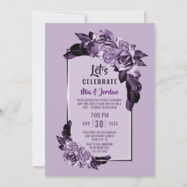 Invitación Celebremos el sepelio floral morado Rosa