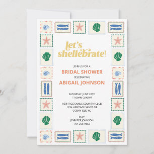 Invitación Celebremos el Shower de Boda de Conchas Marinas