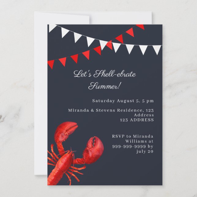 Invitación Celebremos el verano fiesta costera (Anverso)