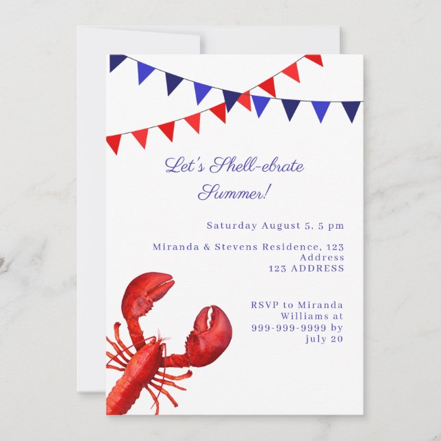 Invitación Celebremos el verano fiesta costera (Anverso)