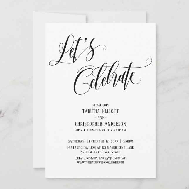 Invitación Celebremos Elaborado Guión Blanco y Negro (Anverso)