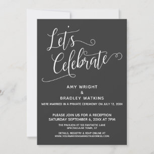 Invitación Celebremos Elegante Gris Oscuro Solo Recepción