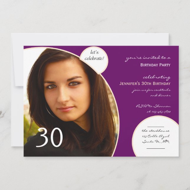 Invitación Celebremos en Champagne Purple Photo Birthday (Anverso)