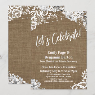 Invitación Celebremos Encaje de Arpillera Luces Florales Fies