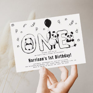 Invitación Celebremos 'Fiesta como un Panda' 1er Cumpleaños