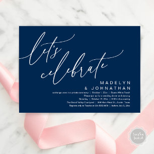 Invitación Celebremos, Fiesta de Boda Romántica y Huida