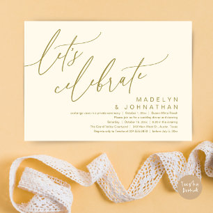 Invitación Celebremos, Fiesta de Boda Romántica y Huida