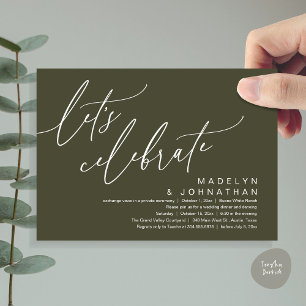 Invitación Celebremos, Fiesta de Boda Romántica y Huida