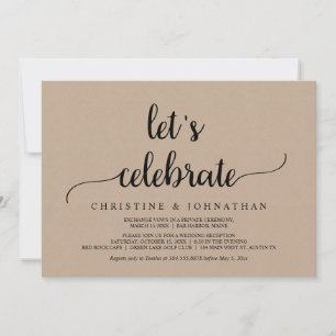 Invitación Celebremos, fiesta de boda rústica de Kraft