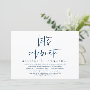 Invitación Celebremos, Fiesta de Casual Boda Elopement