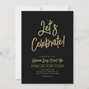 Invitación ¡Celebremos   Fiesta de Cocktail con Letra Negra C