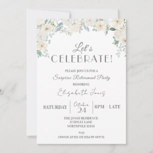 Invitación ¡Celebremos! Fiesta de retiro de sorpresas