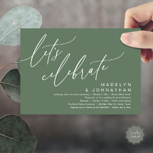 Invitación Celebremos, Fiesta romántico Boda Elopement