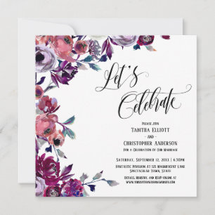 Invitación Celebremos Flores Negritas Florecientes