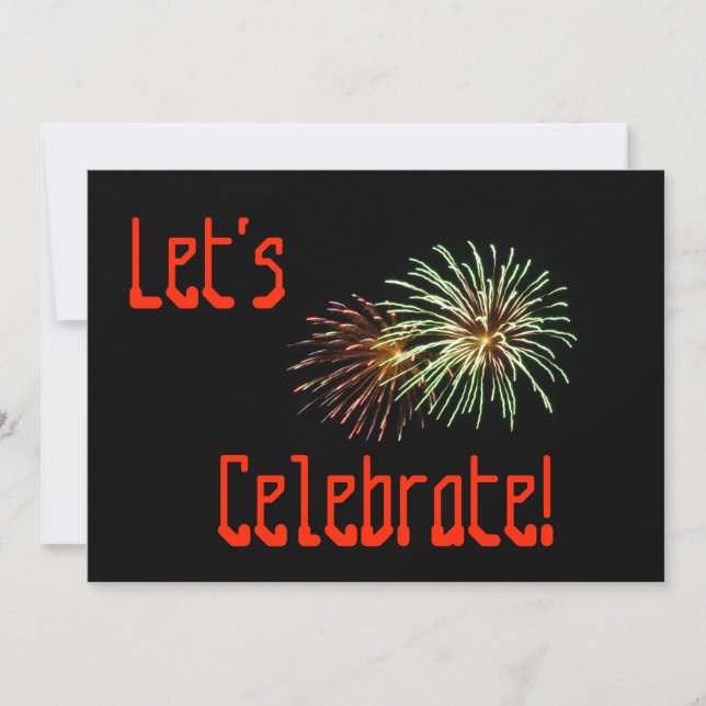 Invitación Celebremos: Fuegos artificiales (Anverso)