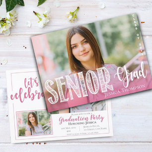 Invitación Celebremos Grado Superior Graduación rosa