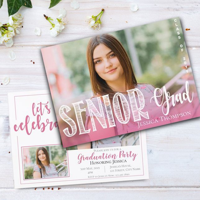 Invitación Celebremos | Grado Superior | Graduación rosa (Subido por el creador)