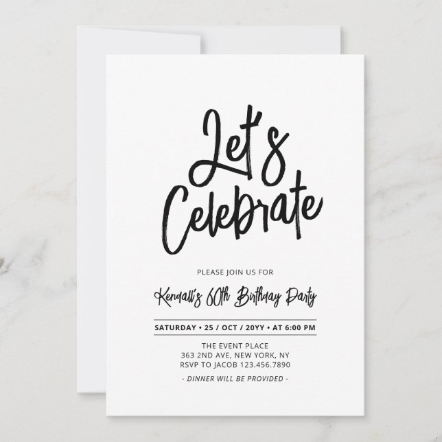 Invitación Celebremos | Guión de Moda 60ª fiesta de cumpleaño (Anverso)