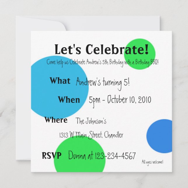 Invitación Celebremos invitan (Anverso)