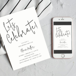 Invitación Celebremos la celebración Minimalista del cumpleañ