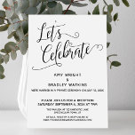 Invitación Celebremos la elegante recepción post matrimonio<br><div class="desc">Esta carta, sencilla y elegante, fue diseñada para invitar a tus amigos y familiares a la recepción de tu boda o al fiesta que se celebrara algún tiempo después de la ceremonia matrimonial. La base es un fondo blanco sólido que puede cambiarse a cualquier color que desee. Utilizando una tipografía...</div>