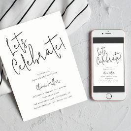 Invitación Celebremos la escritura Minimalista, cumpleaños az