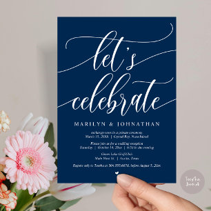 Invitación Celebremos la fiesta de boda clandestina, azul mar