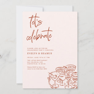 Invitación Celebremos la fiesta de compromiso con garabatos c
