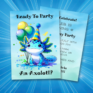 Invitación Celebremos la fiesta de cumpleaños de Axolotl Boy