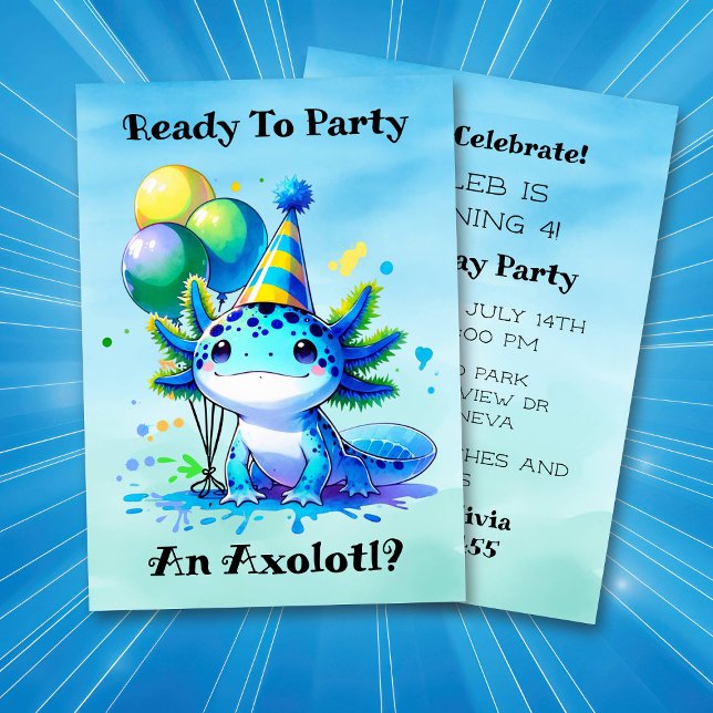 Invitación Celebremos la fiesta de cumpleaños de Axolotl Boy (Subido por el creador)