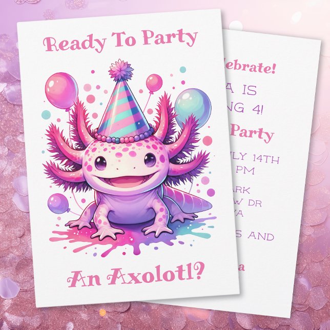 Invitación Celebremos la fiesta de cumpleaños de Axolotl Chic (Subido por el creador)