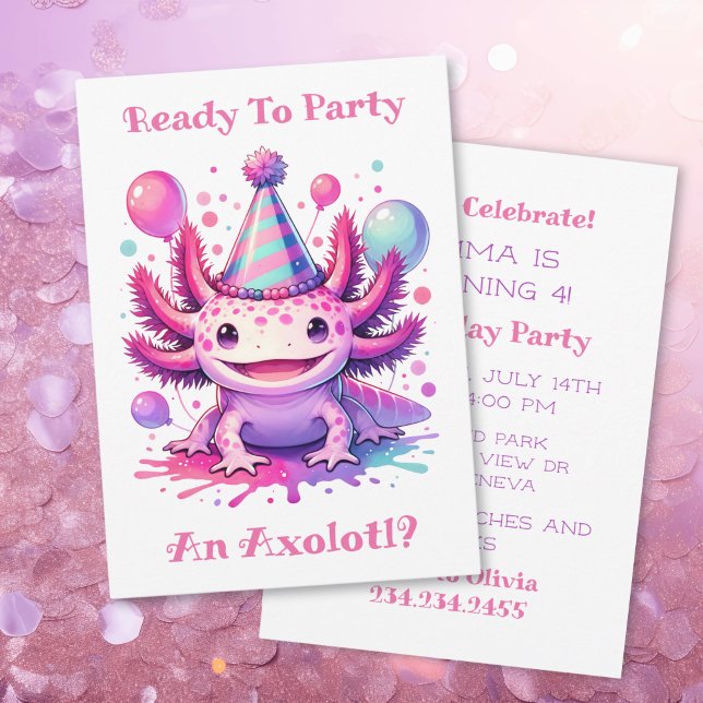 Invitación Celebremos la fiesta de cumpleaños de Axolotl Chic (Subido por el creador)