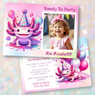 Invitación Celebremos la fiesta de cumpleaños de Axolotl Chic