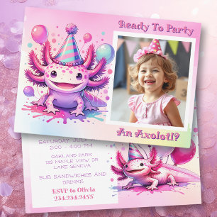 Invitación Celebremos la fiesta de cumpleaños de Axolotl Chic