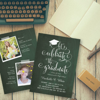 Invitación Celebremos la Fiesta de Graduación con Pizarra de