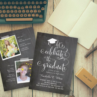 Invitación Celebremos la Fiesta de Graduación con Pizarra de