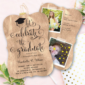 Invitación Celebremos La Fiesta de Graduación Rose Gold de Th