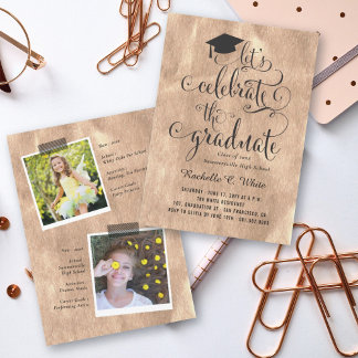 Invitación Celebremos La Fiesta de Graduación Rose Gold de Th