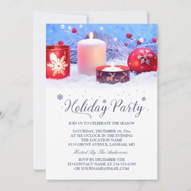 Invitación Celebremos la fiesta de Navidad elegante de tempor (Anverso)
