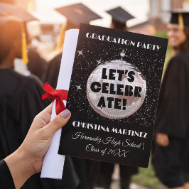 Invitación Celebremos la GRADUACIÓN Fiesta de Bola de Disco