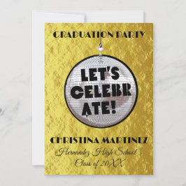 Invitación Celebremos la GRADUACIÓN Fiesta de Bola de Disco