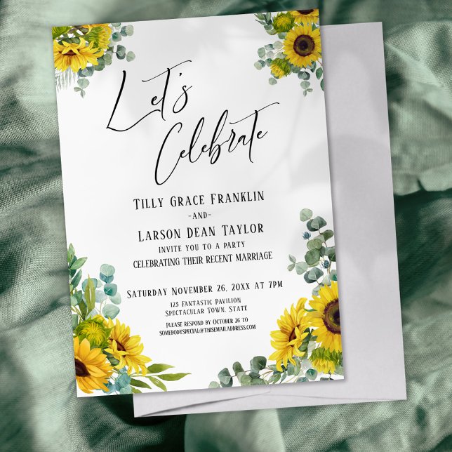 Invitación Celebremos la recepción de Eucalipto Sunflower (Subido por el creador)