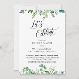 Invitación Celebremos la recepción de follaje de eucalipto