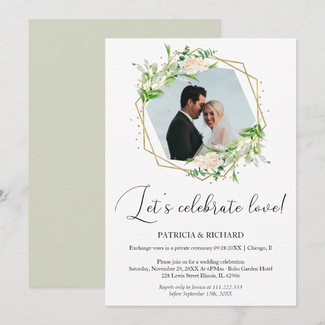 Invitación Celebremos la recepción de la boda con amor eludid (Anverso / Reverso)