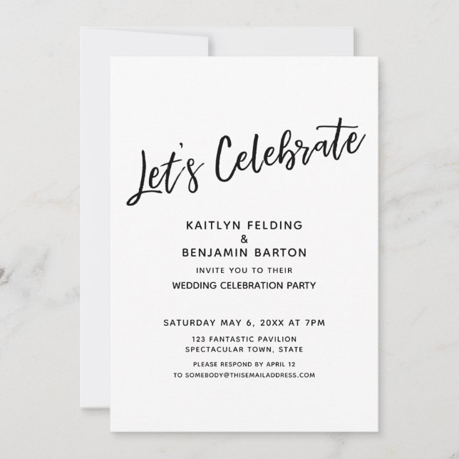 Invitación Celebremos la recepción informal y moderna (Anverso)