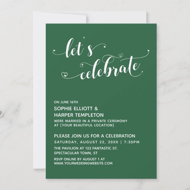 Invitación Celebremos la recepción verde de los guiones del c (Anverso)